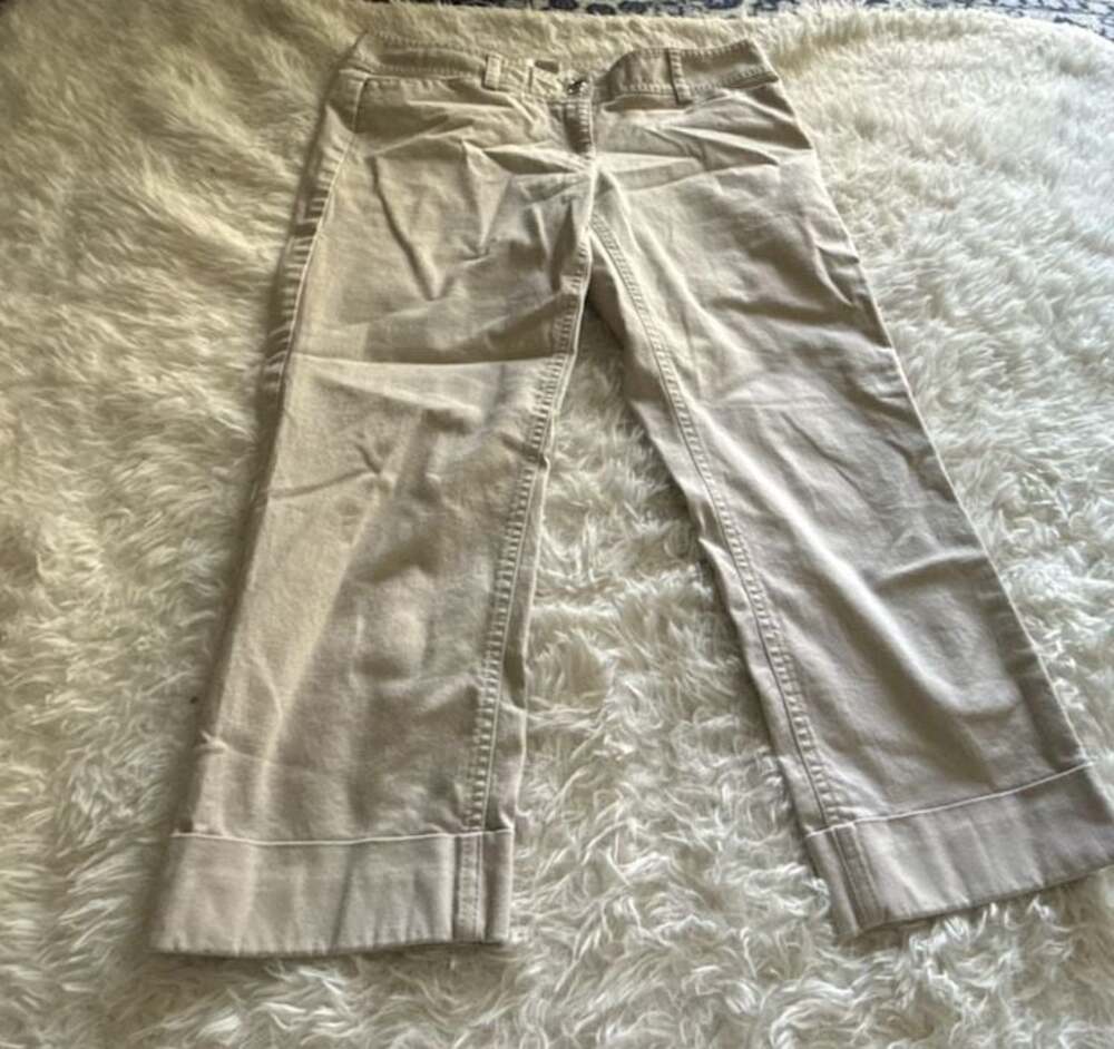 White‎ House Black Market Ankle Pants Size 8 Beige Cuffed Hem